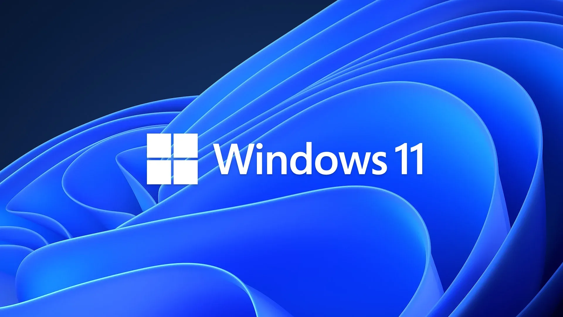 Windows 11-logo op een blauw golvende achtergrond, het OS waarop Skrepr-agents draaien