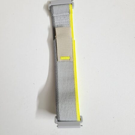 Pin Lock Dual Color Fabric Stap For Smart Watch-22mm -Ash+Yellow Color