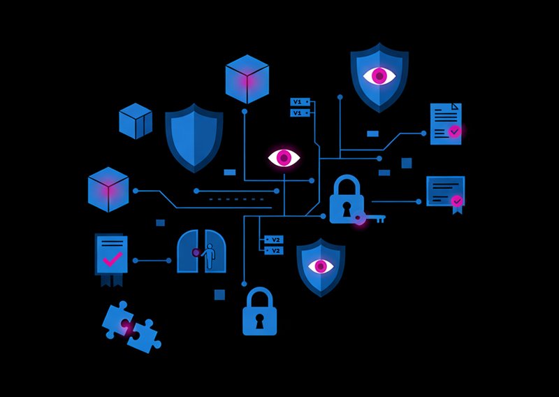 Vector art illustration representing robust governance and security architecture