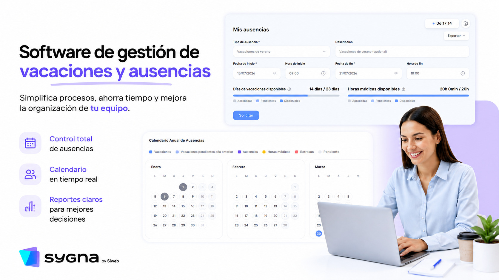 Responsable de Recursos humanos trabaja con un software de vacaciones y ausencias