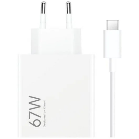 Xiaomi 67W HyperCharge Combo Cargador de Pared para Smartphone USB-A 67W + Cable - Identificacion Inteligente de Dispositivos - Color Blanco