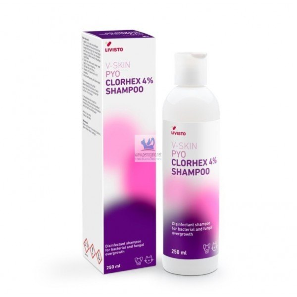V-Skin Pyo Clorhex 4% Champú 250 ml - Antiséptico para Piel con Pioderma en Perros y Gatos