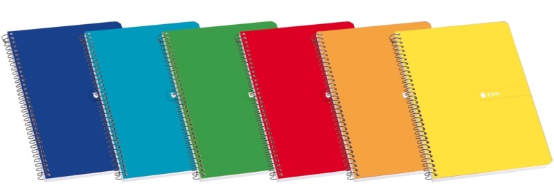 Enri Cuaderno Espiral Tamaño Folio Cuadricula 3mm con Margen - 80 Hojas - Tapa Dura Resistente - Colores Surtidos 1 Unidad