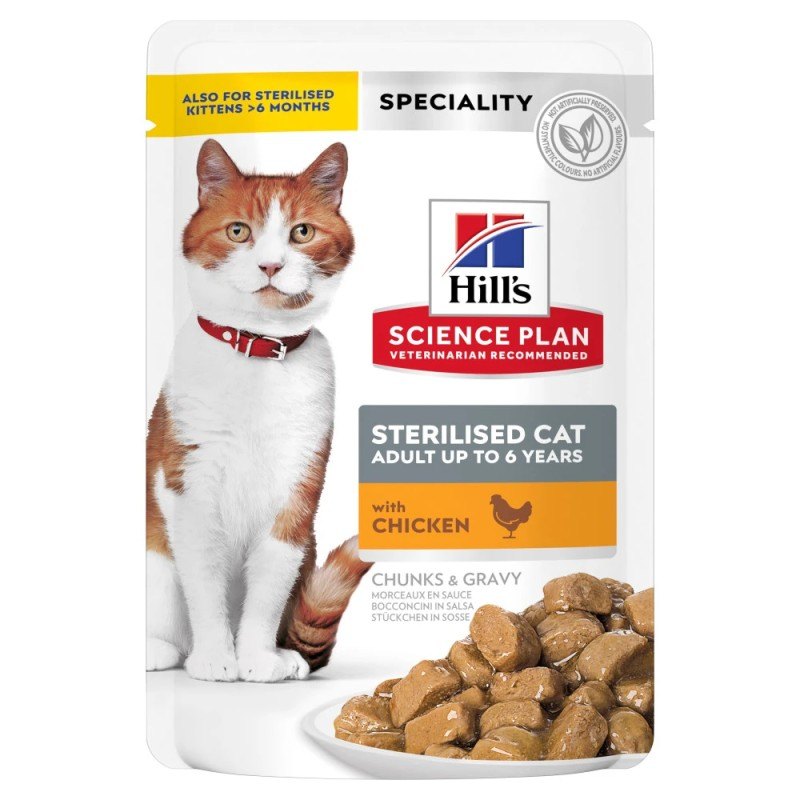 HILLS SCIENCE PLAN FELINE STERILISED POLLO, SALMÓN, PAVO Y TRUCHA  - BOLSA  85G