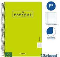 CUADERNO ESPIRAL TAPA POLIPROPILENO PAPYRUS08-UNICLASIC - FOLIO - 80H - CUADRÍCULA 4MM - 90G - COLORES SURTIDOS 1 UNIDAD