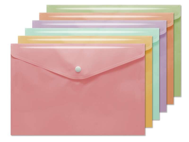 Bismark Sobre Portadocumentos A4 - Cierre de Broche - Fabricado en Polipropileno - Colores Pastel Surtidos 1 Unidad