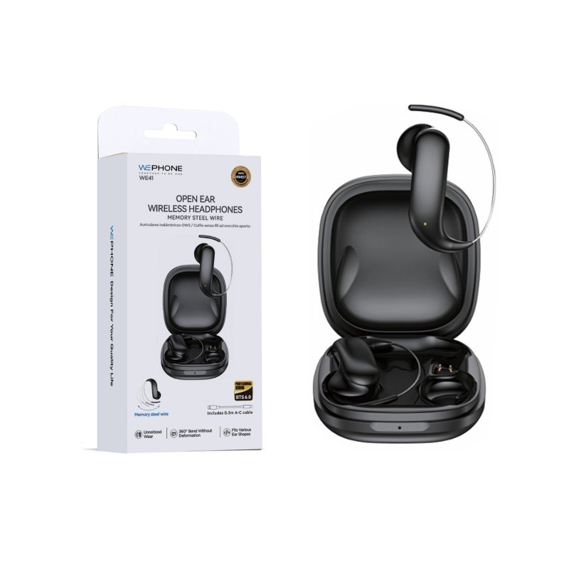 Auriculares OWS Wephone WE41 Open-Ear – Bluetooth 6.0, Cable de Acero con Memoria y Diseño Ergonómico Adaptable - Auriculares