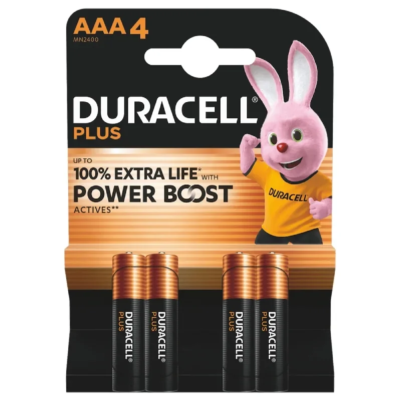 BLISTER DURACELL ALCALINA PLUS PBA AAA (LR03) K4 (4 PILAS)