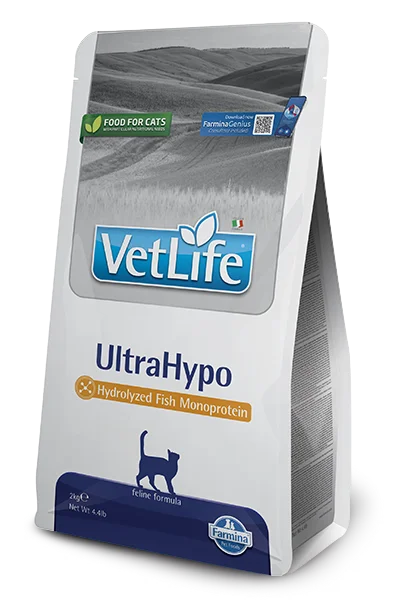 Pienso Farmina Vet Life UltraHypo para gatos con proteina hidrolizada de pescado 2Kg