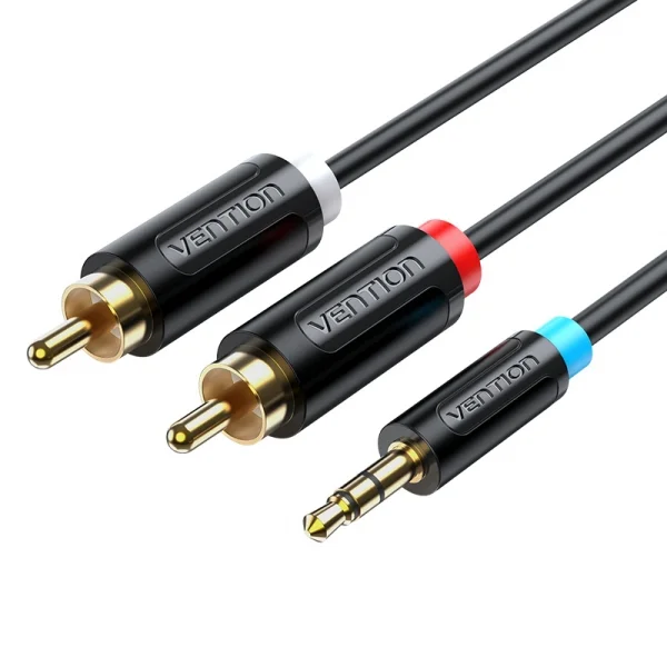 Vention Cable Estereo Jack 3.5 Macho a 2x RCA Macho - 5m - Color Negro BCLBJ - Cables y adaptadores de sonido