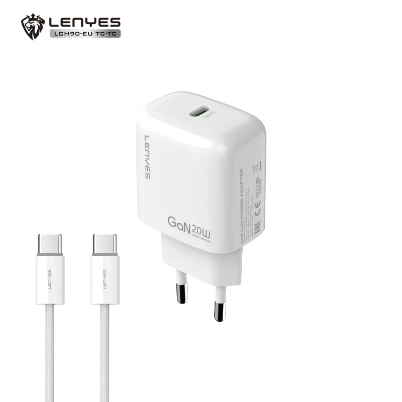 Cargador Lenyes LCH90 GaN 20W con Cable USB-C a USB-C  Carga Rápida PD  Ultra Compacto