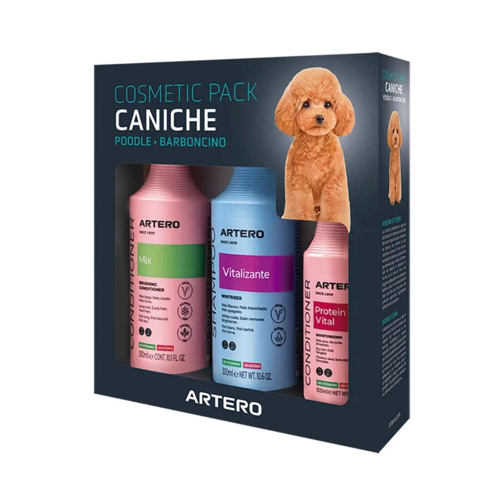Artero Pack Caniche Poodle - Champú, Acondicionador Protein y Mix para Perros de Pelo Rizado