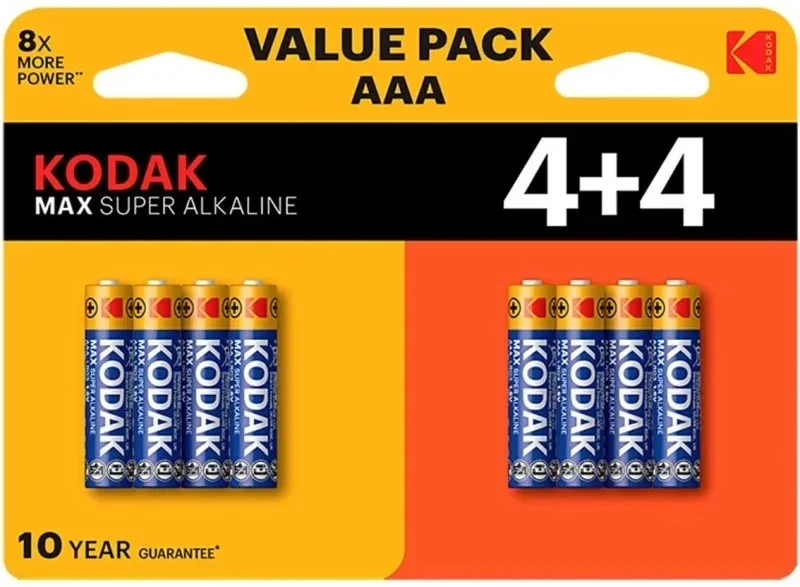 PILA KODAK MAX AAA LR03 ALKALINE 1 BLISTER (4+4)