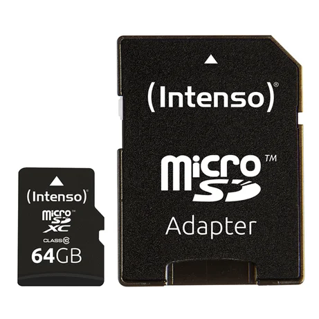 Tarjeta MicroSDXC INTENSO 64GB Clase 10 + Adaptador USB 2.0