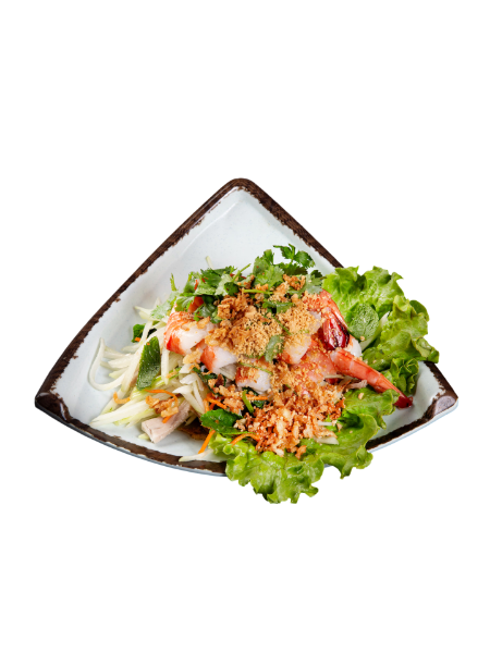 Salade de papaye aux crevettes et au porc