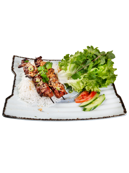 Brochettes de porc grille à la citronelle aux vermicelles(ou riz)