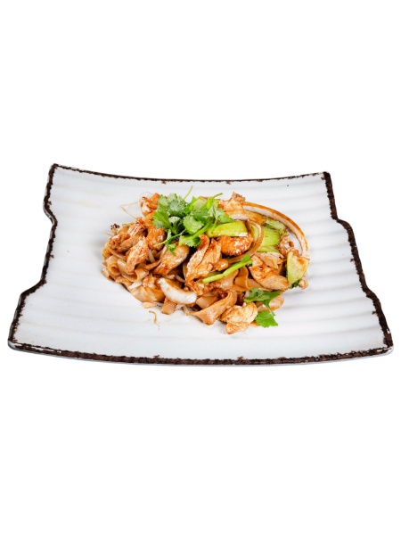 Pâtes de riz (nouilles) sautées au poulet