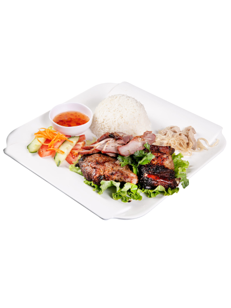 Riz aux troix trésors (travers de porc, porc larniné, pore laqué）