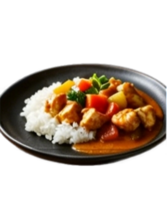 Pollo al curry con arroz blanco