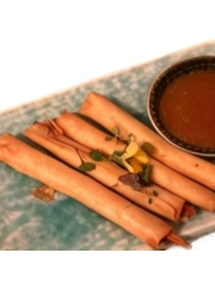 Rollitos de gambas fritos