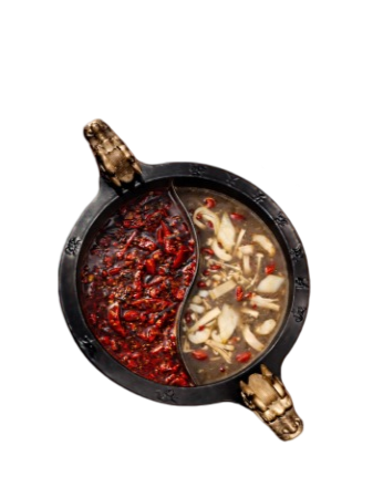 Base de dos caldos:Picante y Setas