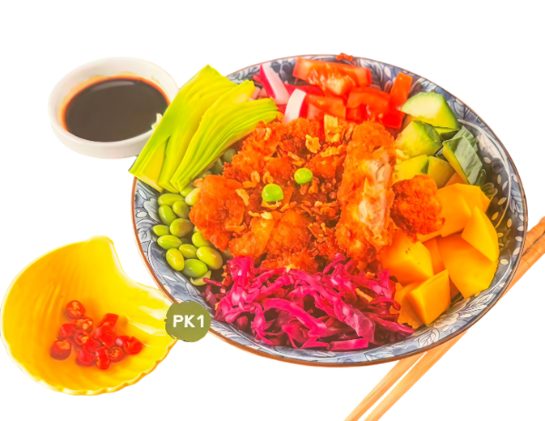 PK1. Poké bowl au poulet pané frit