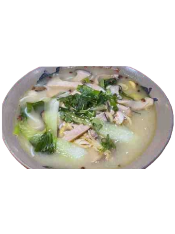 Noodles / rice noodles with chicken and king trumpet mushroom