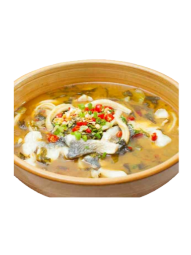Fish and gluten in sour and hot soup