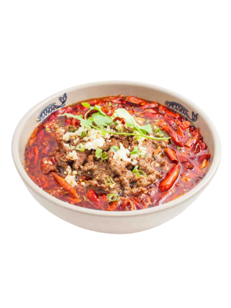 Boiled beef with spicy sauce
