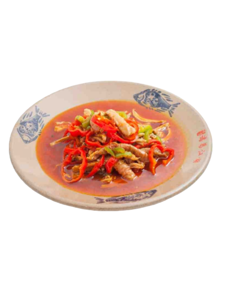 Stir fry pork intestine