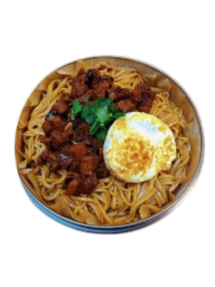 NOUILLES VAPEUR VIANDE BRAISÉE ET ŒUFS 卤肉鸡蛋焖面