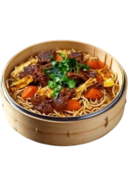 NOUILLES VAPEUR BŒUF MIJOTÉ AUX PEAUX DE TOFU 牛肉炖腐竹焖面