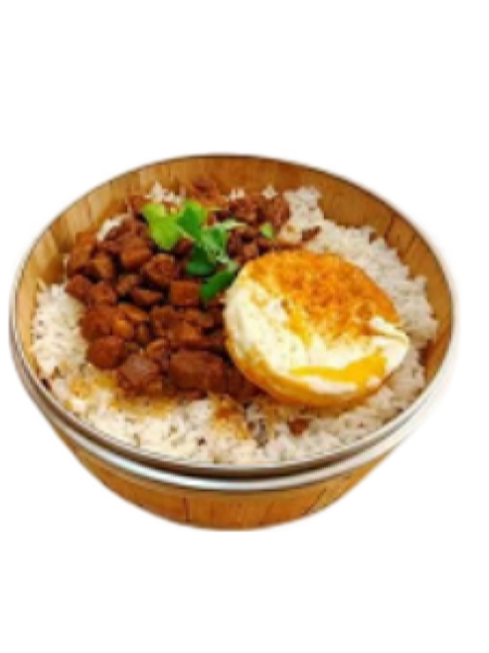 RIZ PORC BRAISÉE ET ŒUF 卤肉鸡蛋盖浇饭