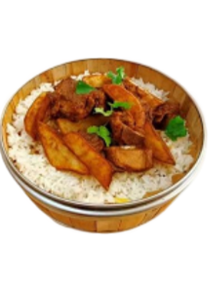 RIZ CÔTES DE PORC ET POMMES DE TERRE 排骨烧土豆盖浇饭