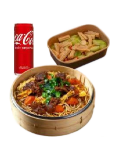 FORMULE C 凉拌黄瓜腐竹 + 蒸面 + 饮料 MÉLANGE CONCOMBRES PEAU DE TOFU + NOUILLES VAPEUR + BOISSON [33CL]