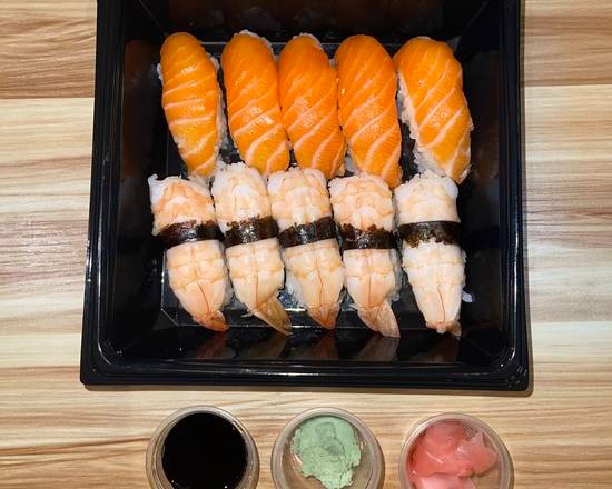 Sushi, 5 saumon, 5 crevettes