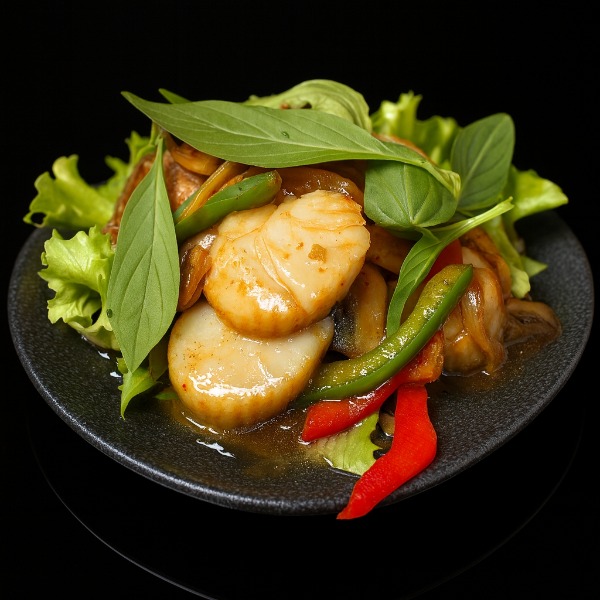 59. Coquilles saint-jacques au basilic thaï