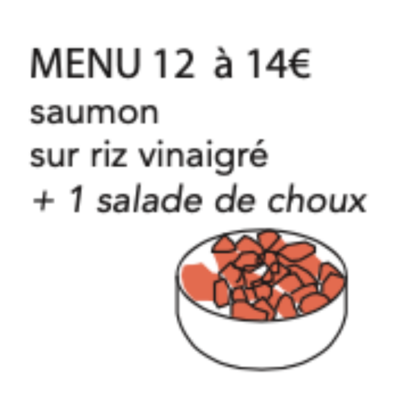 Menu 12 Saumon sur riz vinaigré + 1 salade de choux