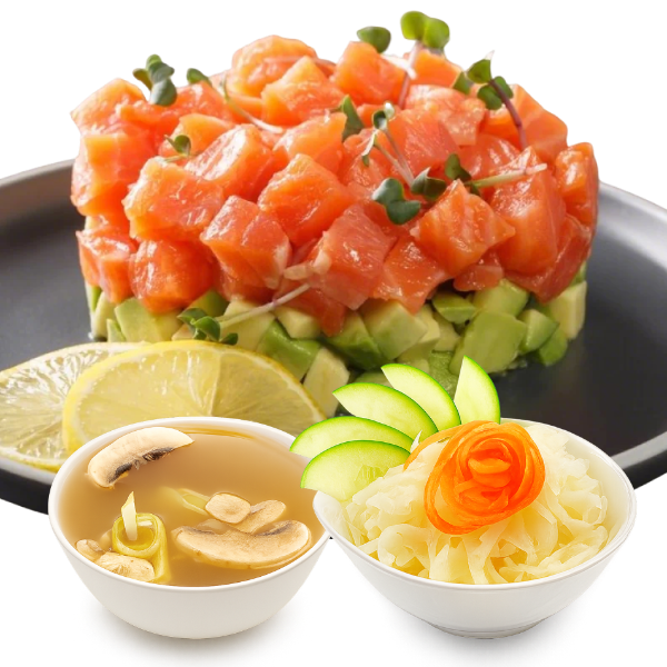 MENU D5. Tartare de saumon grillé et avocat