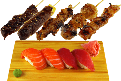 MB10. 5 Brochettes et 4 sushi