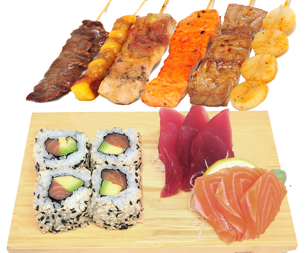 MB12. 6 Brochettes et 6 sashimi