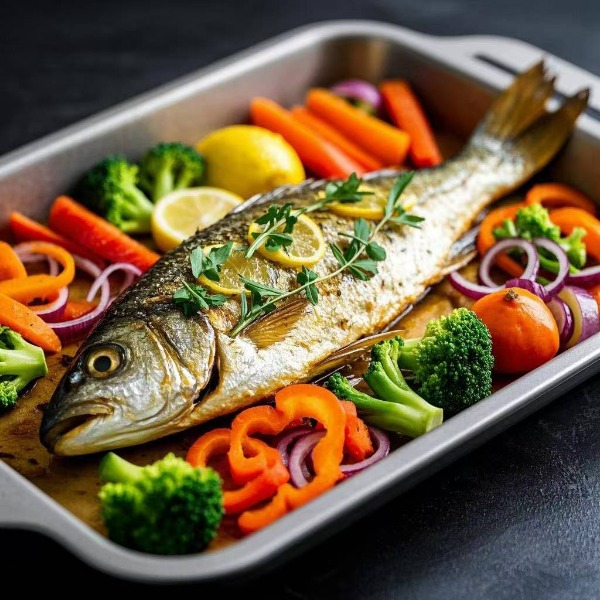 Ita24. Grilled bass with grilled vegetables