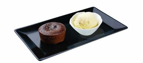 D7. Chocolate fondant heart with a scoop of vanilla ice cream