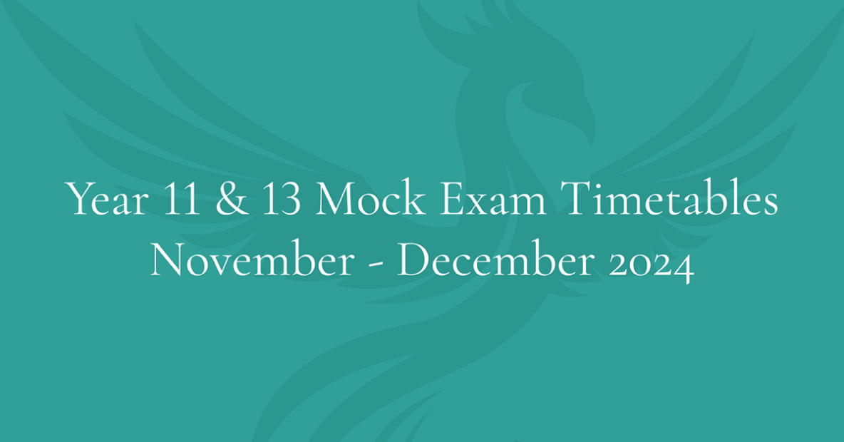 Year 11 and 13 mock exam timetable, November and December 2024