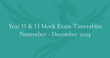 Year 11 and 13 mock exam timetable, November and December 2024