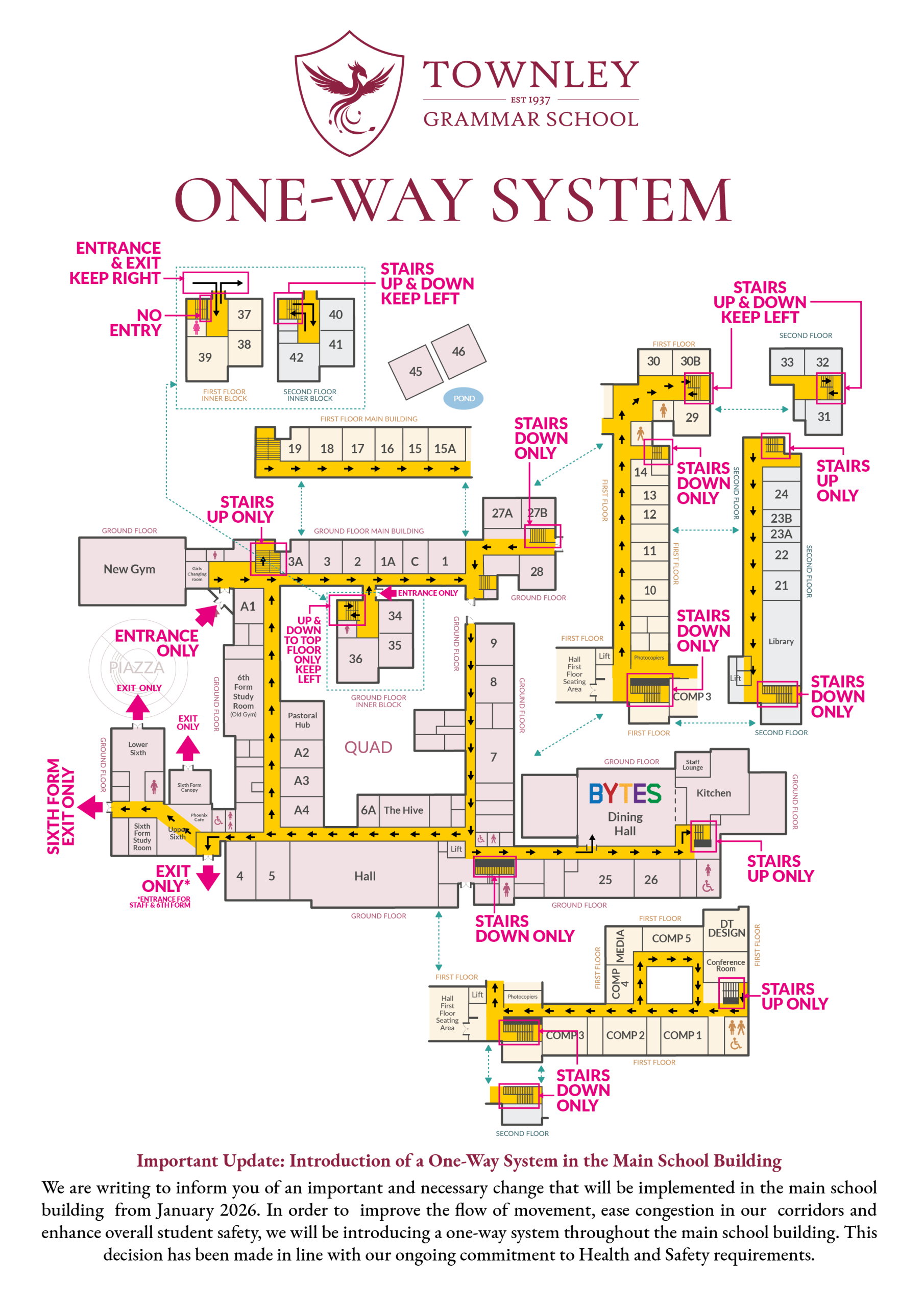 townley grammar school one-way system map