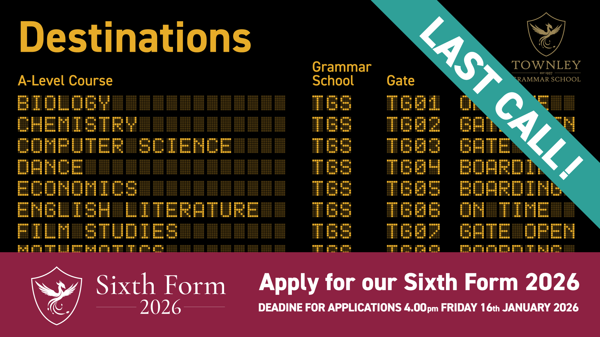 Last Call for 6th Form, starting September 2026