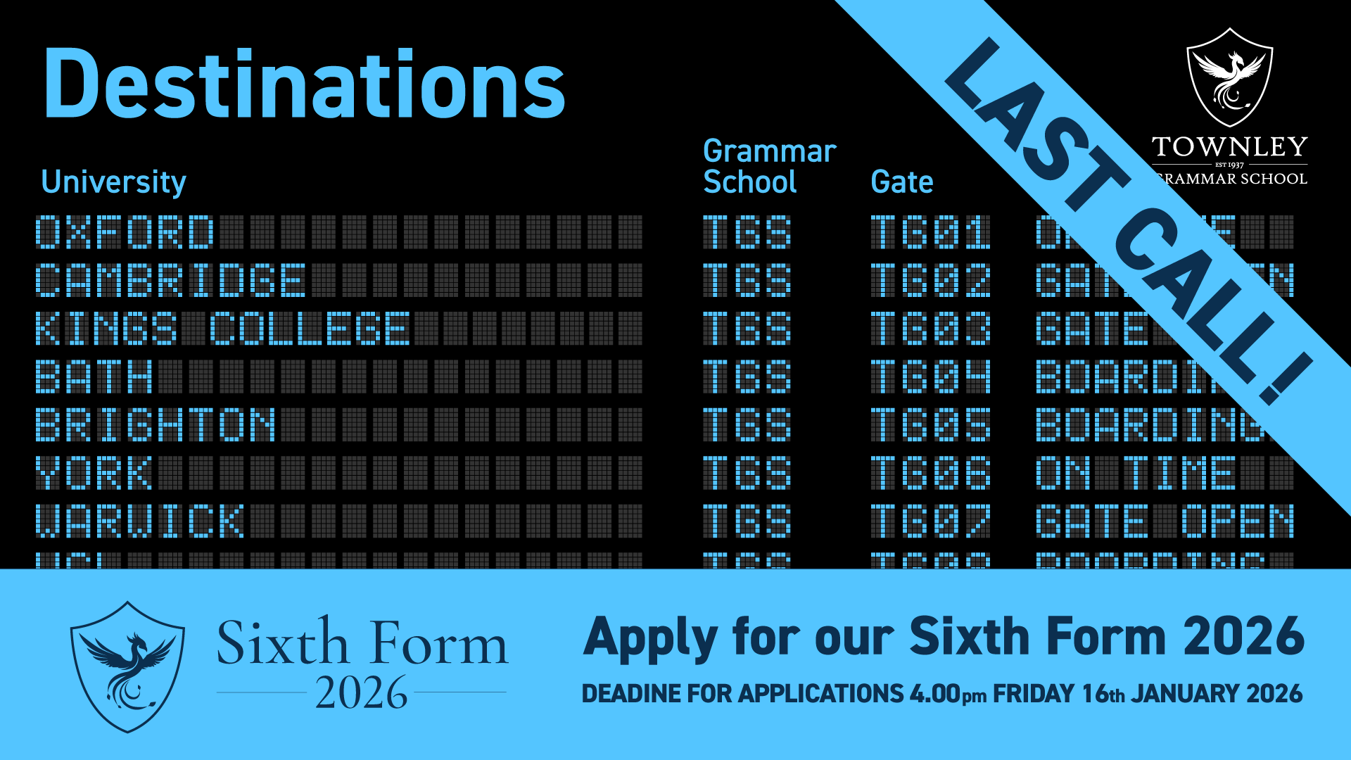 Start your 6th Form Journet at Townley Grammar School