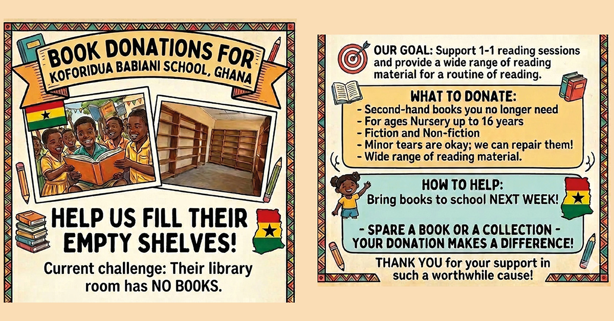 Featured Image for “Book Drive for Koforidua Babiani School”