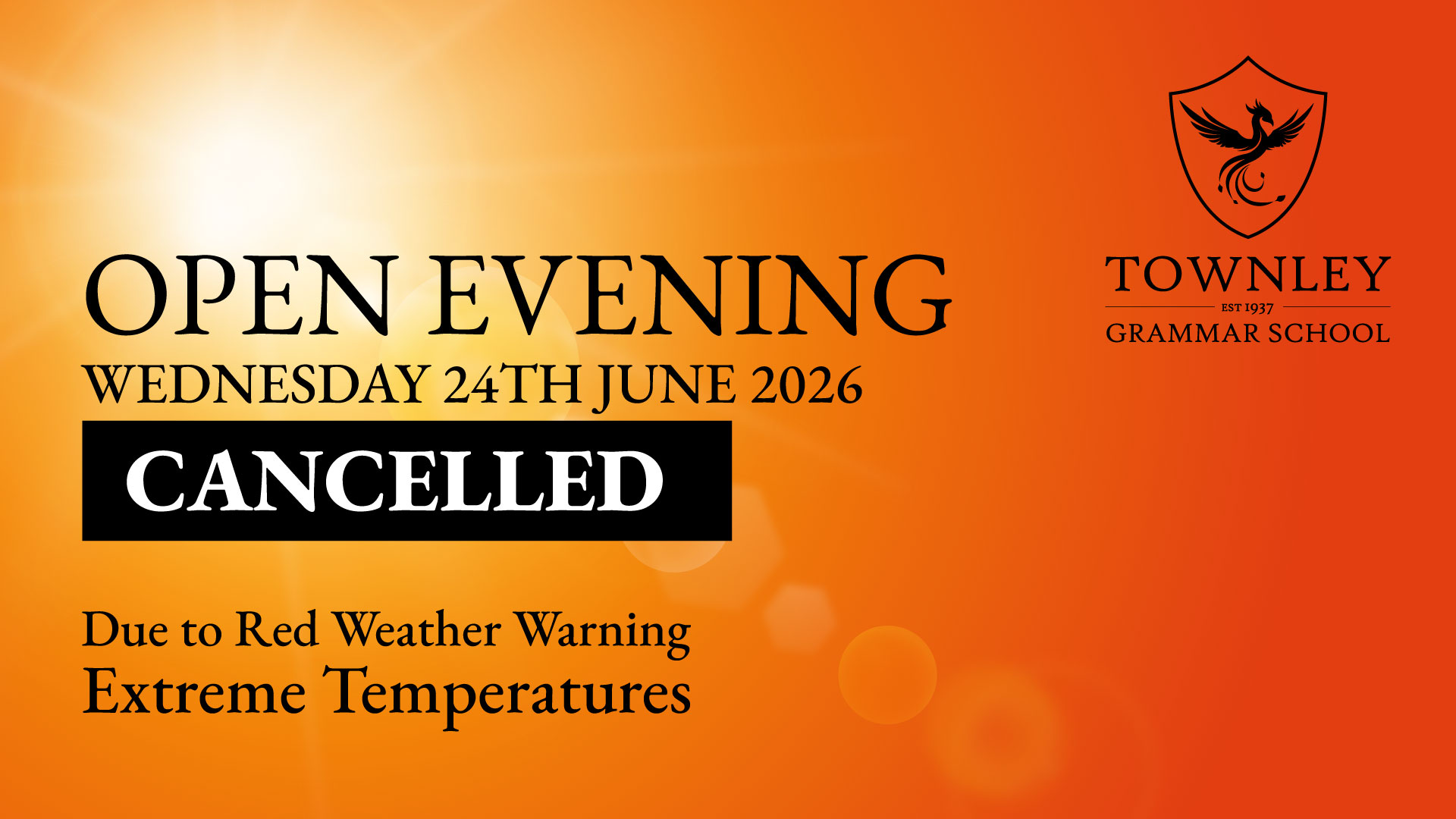 Featured Image for “Open Evening Cancelled”